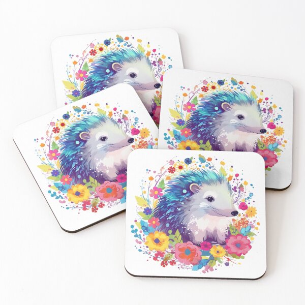 Item preview, Vibrant Floral Hedgehog Illustration – Colorful Nature Animal Art designed and sold by PaintbrushPlace.