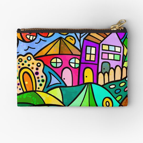 Item preview, Whimsical Doodle Drawing Colorful Houses On A Hill designed and sold by DEC02.