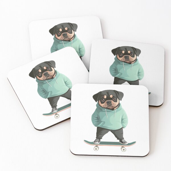 Item preview, Cool Rottweiler on Skateboard – Kawaii Dog Streetwear for Skater Dog Lovers designed and sold by FreeMaMindStudio.