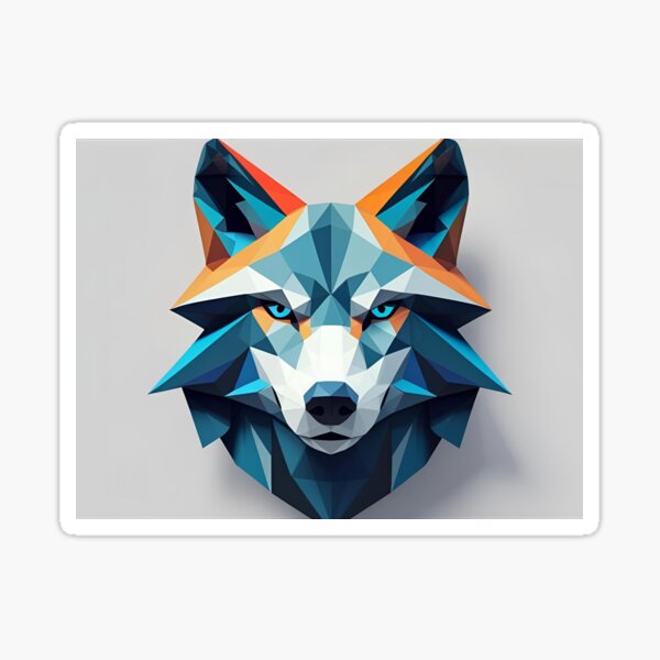 Fierce Geometric Wolf Illustration Sticker