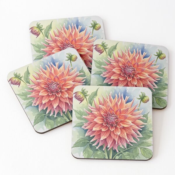 Item preview, Coral Flame Dahlia designed and sold by BYnomi.
