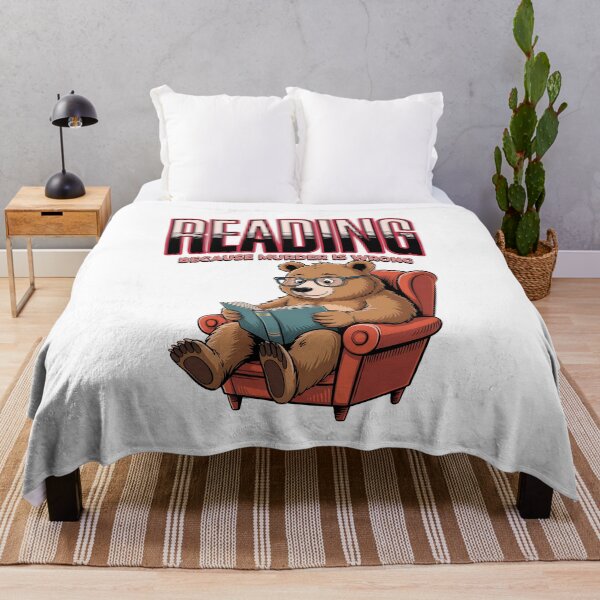 Item preview, Funny Reading Bear, Because Murder Is Wrong Pun Art designed and sold by Bliss Find And Design.
