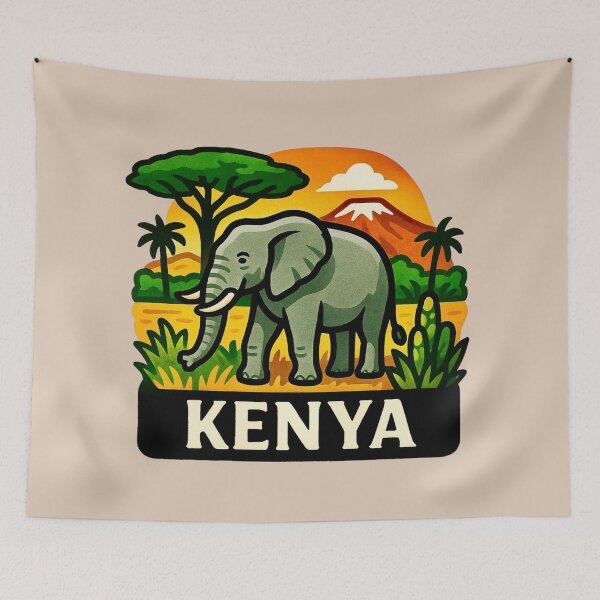 Item preview, Kenya - African Elephant, Mount Kilimanjaro & Acacia Trees designed and sold by Myra365Art.