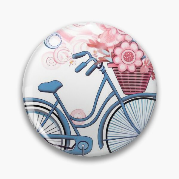 Item preview, Whimsical Blue Bicycle with Pink Floral Basket – Spring Ride Illustration designed and sold by PaintbrushPlace.