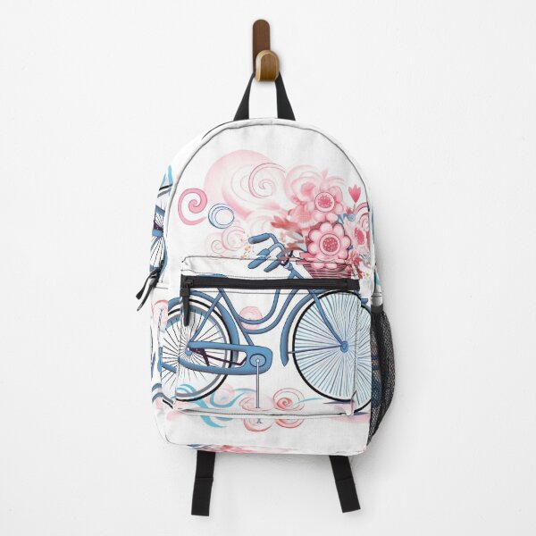 Item preview, Whimsical Blue Bicycle with Pink Floral Basket – Spring Ride Illustration designed and sold by PaintbrushPlace.