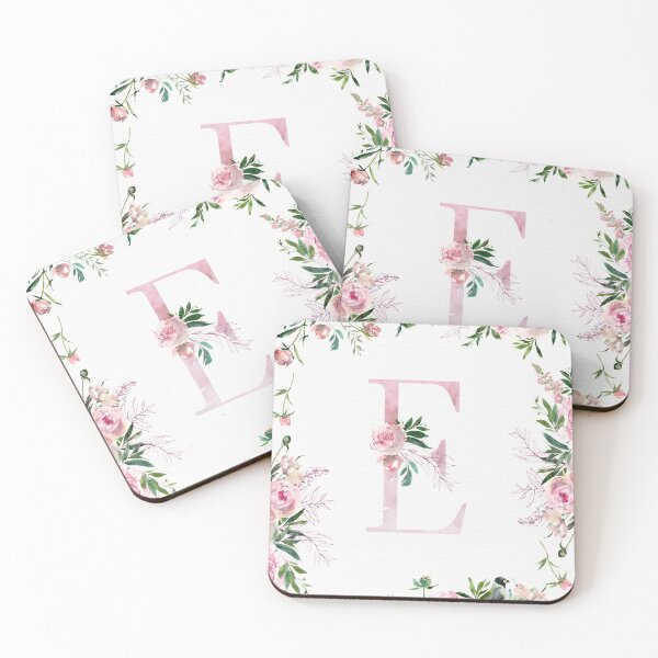 Item preview, Letter E Pink Peony Flower designed and sold by WildAliceArt.