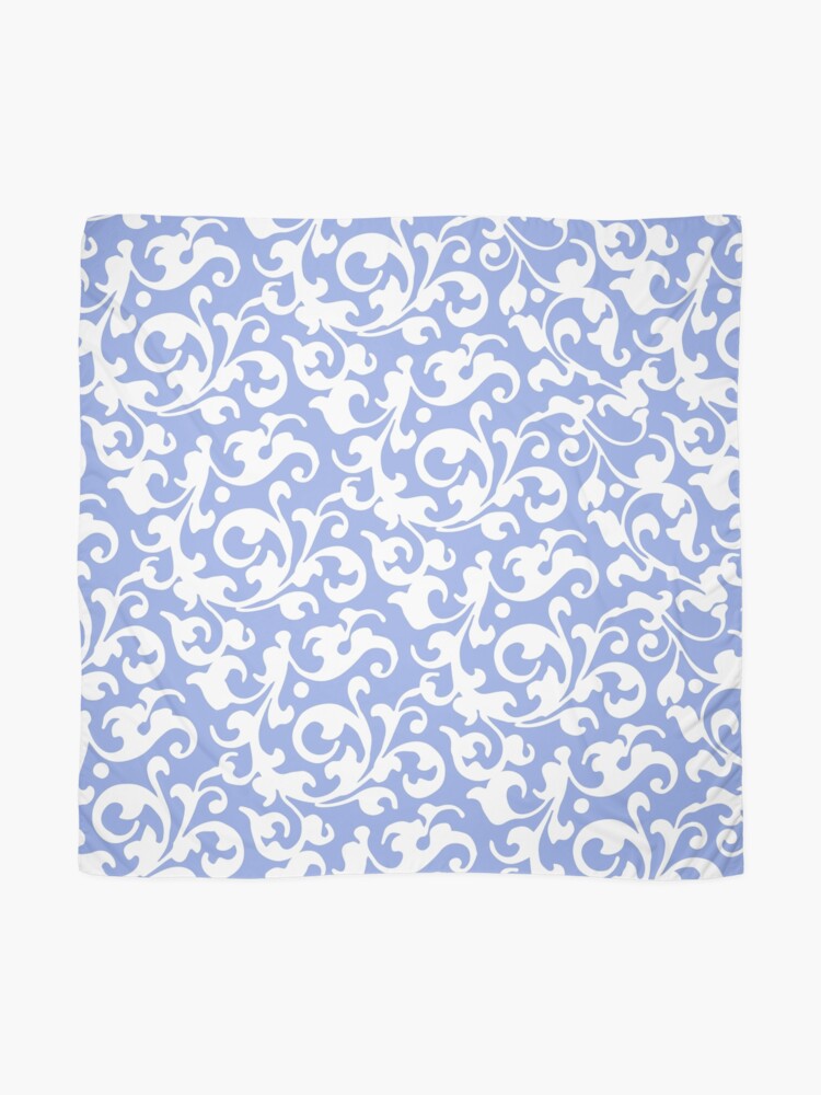 Alternate view of Pretty Blue and White Damask Scarf
