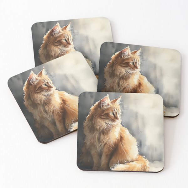 Item preview, Sitting Long Haired Ginger Cat designed and sold by laurashawart.