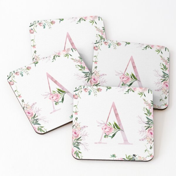 Item preview, Letter A Pink Peony Flower designed and sold by WildAliceArt.