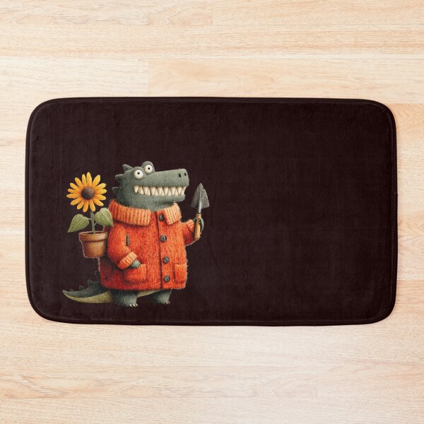 Item preview, Cute Dinosaur Gardener in Orange Wool Sweater with Sunflower designed and sold by Jonaree Art Design.