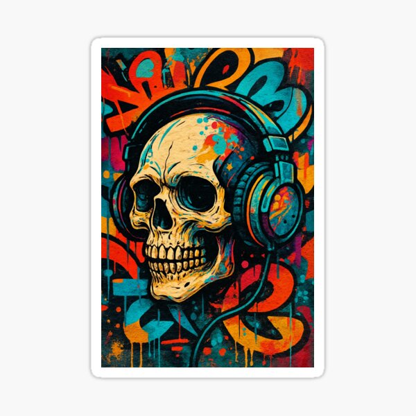 Aperçu de l'œuvre Crâne graffiti créée et vendue par Joeyskateboards.