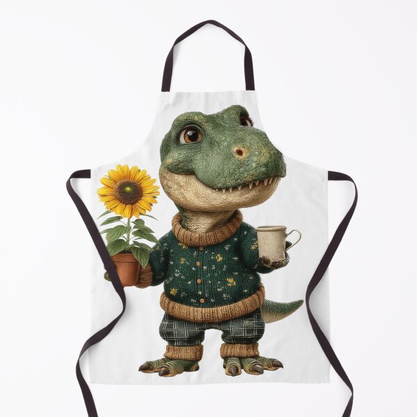 Item preview, Cozy Dinosaur with Sunflower and Coffee Mug in Green Sweater designed and sold by Jonaree Art Design.