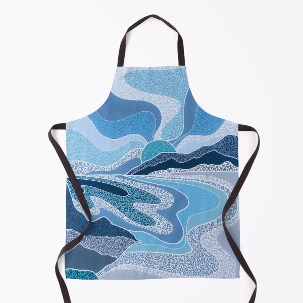 Item preview, SUNSET BLUE - Pointillism Landscape Dot Artwork - Nikki Silk designed and sold by NikkiSilkArt.