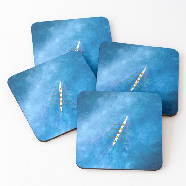 Item preview, Watercolor Coxed Four Rowing Team – Aerial Boat Art Print designed and sold by Michael van der Hoorn.