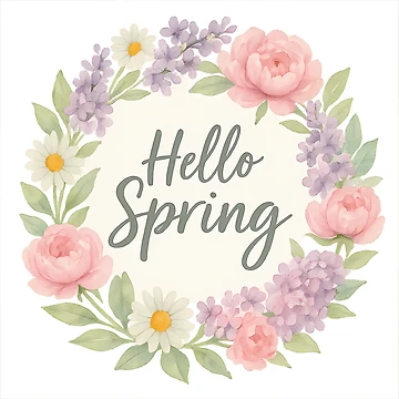 Artwork thumbnail, Hello Spring Wreath by Riverside-Moon