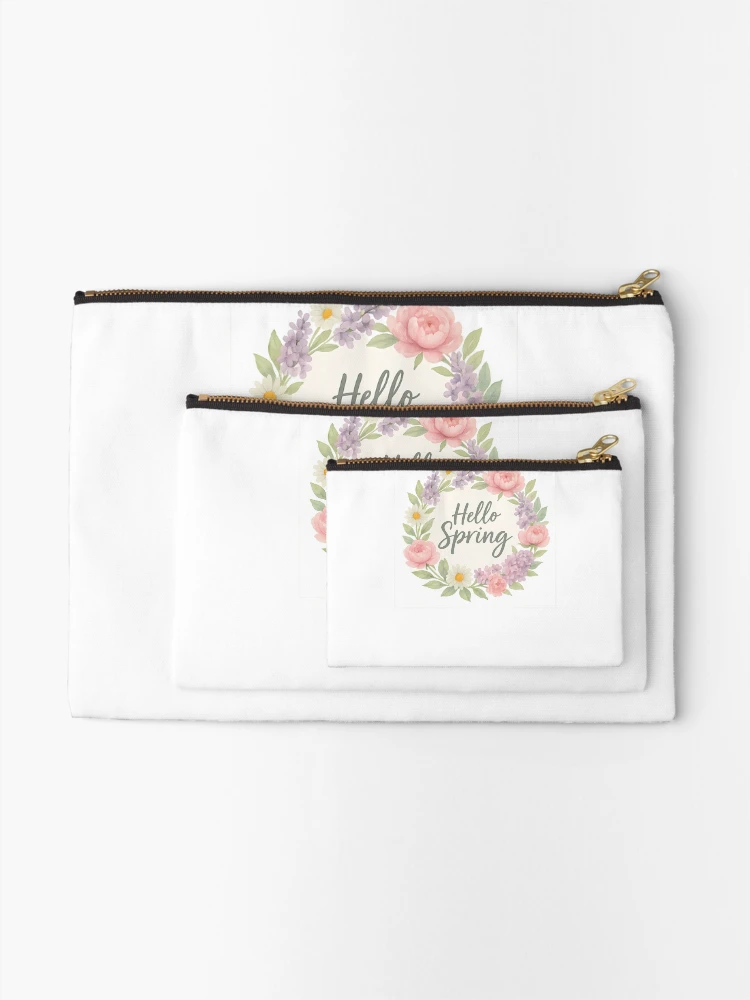 Thumbnail 2 of 4, Zipper Pouch, Hello Spring Wreath designed and sold by Riverside-Moon.
