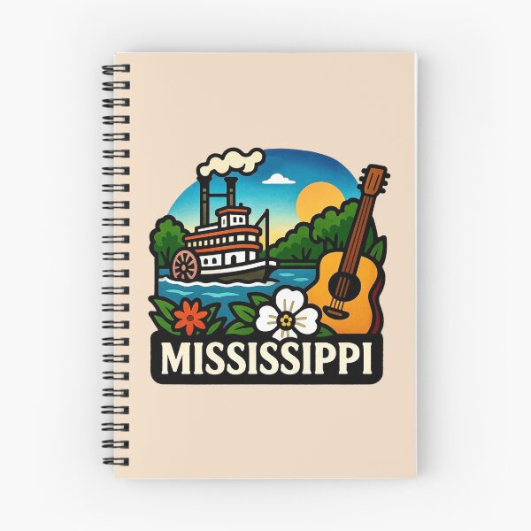 Item preview, Mississippi USA - Riverboat, Magnolia Blossom & Blues Guitar designed and sold by Myra365Art.