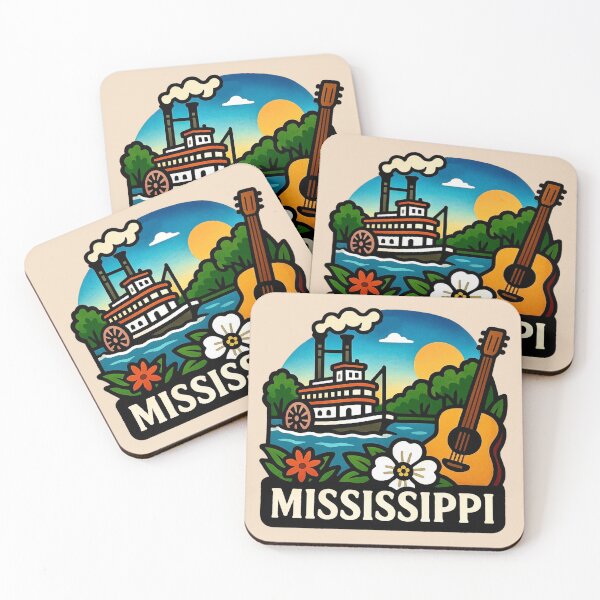 Item preview, Mississippi USA - Riverboat, Magnolia Blossom & Blues Guitar designed and sold by Myra365Art.