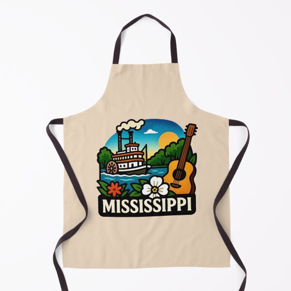 Item preview, Mississippi USA - Riverboat, Magnolia Blossom & Blues Guitar designed and sold by Myra365Art.