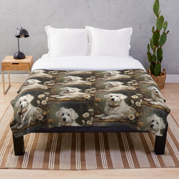 Item preview, Perro blanco con flores designed and sold by Diclebaybas.