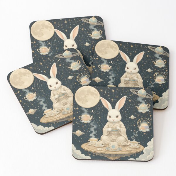 Item preview, Moon Rabbit in Celestial Tea Garden - Whimsical Lunar Aesthetic designed and sold by KhadijaBatool38.