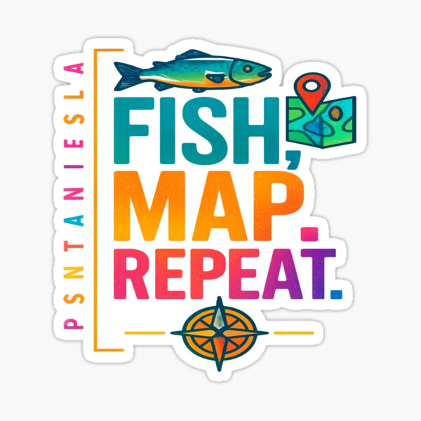 Item preview, Fish, Map. Repeat. designed and sold by ArtelierMe.