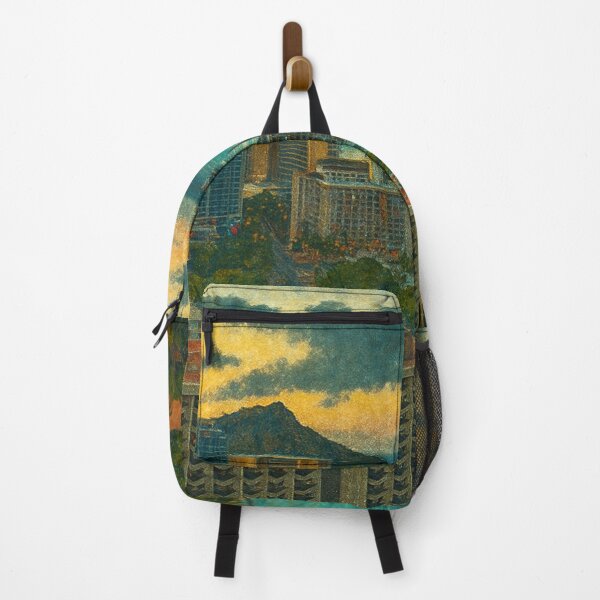 Item preview, Honolulu Sunset Skyline with Diamond Head | Tropical Cityscape - Retro Calm designed and sold by GEEEN.