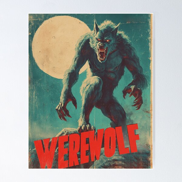 Item preview, Lupine Terror: Vintage Werewolf Poster designed and sold by ArgentoArt.