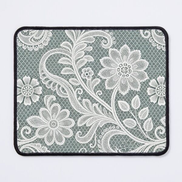Item preview, Elegant White Lace Floral Seamless Pattern on Dark Teal Background. designed and sold by RGShirtWorks.