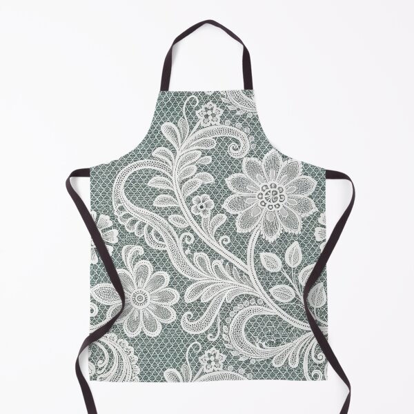 Item preview, Elegant White Lace Floral Seamless Pattern on Dark Teal Background. designed and sold by RGShirtWorks.