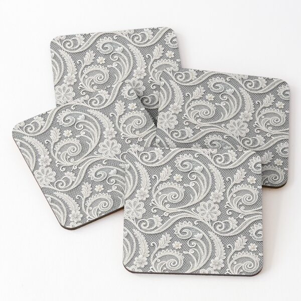 Item preview, Elegant White Floral Lace Pattern on Grey. designed and sold by ML-Media.