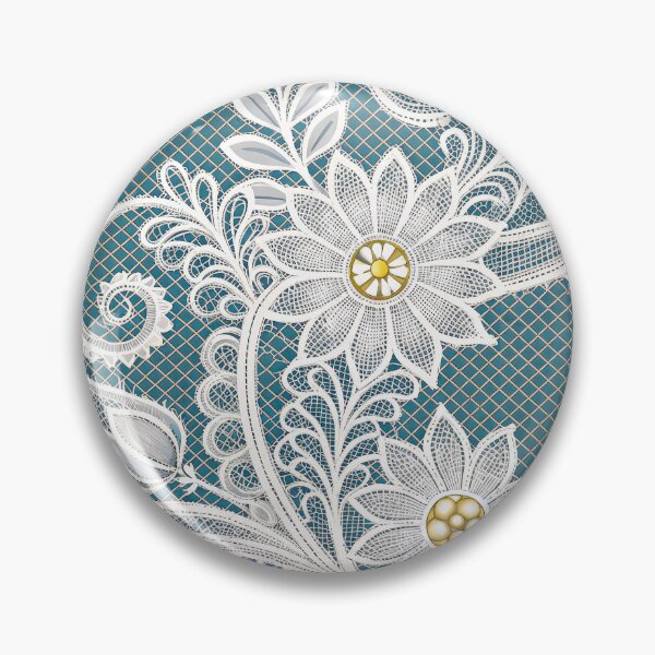 Item preview, Elegant White Lace Floral Seamless Pattern on Teal. designed and sold by RGShirtWorks.