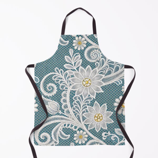 Item preview, Elegant White Lace Floral Seamless Pattern on Teal. designed and sold by RGShirtWorks.