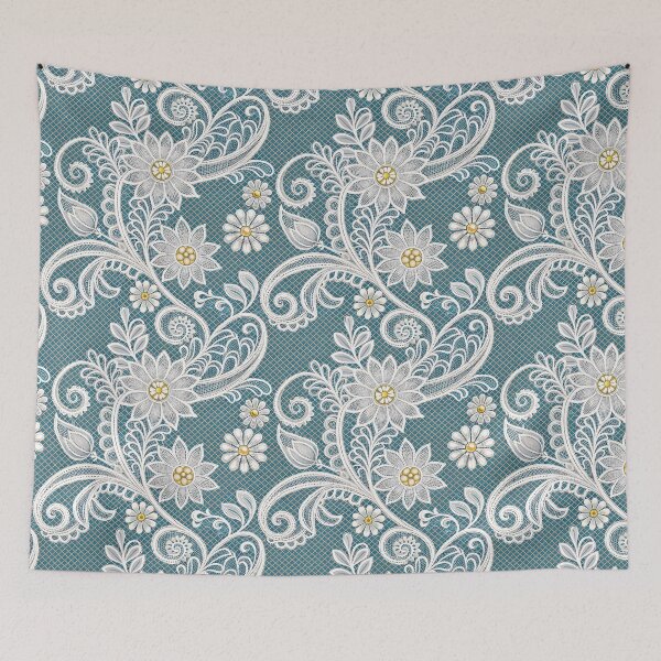 Item preview, Elegant White Lace Floral Seamless Pattern on Teal. designed and sold by RGShirtWorks.