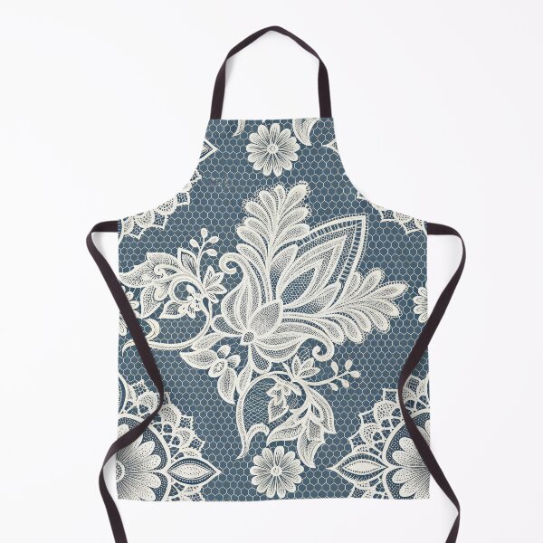 Item preview, Elegant White Lace Floral Pattern on Blue Honeycomb Background. designed and sold by RGShirtWorks.