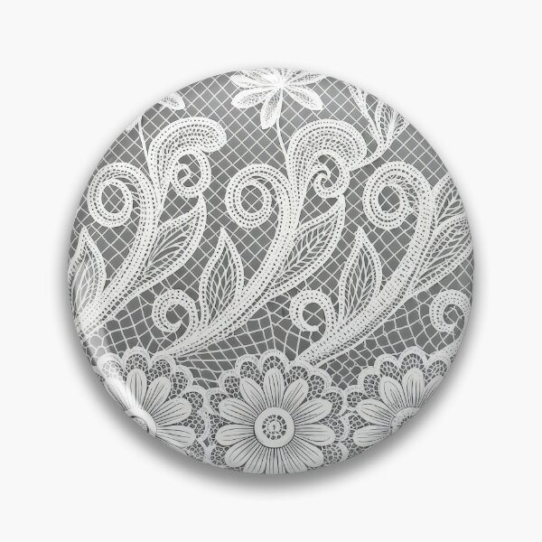 Item preview, Seamless White Lace Fabric with Floral Border Pattern on Grey Background. designed and sold by RGShirtWorks.