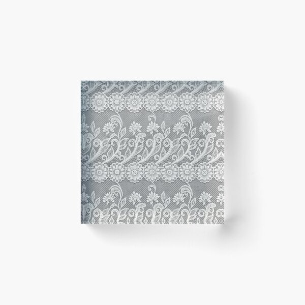 Item preview, Seamless White Lace Fabric with Floral Border Pattern on Grey Background. designed and sold by RGShirtWorks.