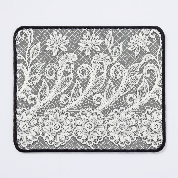 Item preview, Seamless White Lace Fabric with Floral Border Pattern on Grey Background. designed and sold by RGShirtWorks.