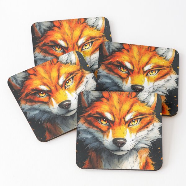 Item preview, Portrait Animal Fiery-Eyed Fox Stares Ahead With Burning Intensity Under Autumn Embers designed and sold by B5fivemerch.