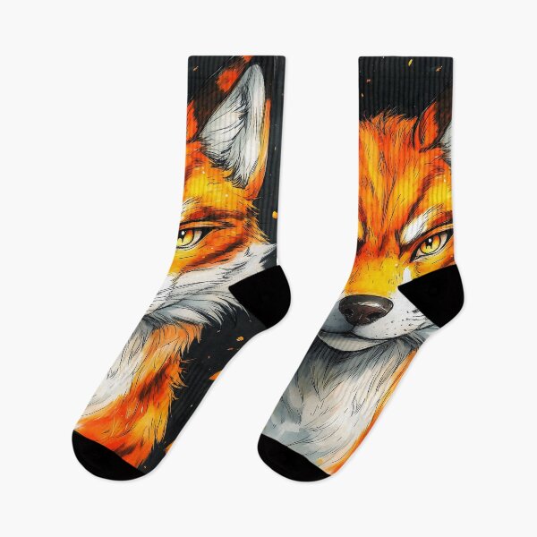 Item preview, Portrait Animal Fiery-Eyed Fox Stares Ahead With Burning Intensity Under Autumn Embers designed and sold by B5fivemerch.