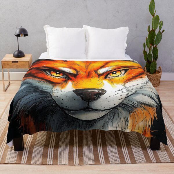 Item preview, Portrait Animal Fiery-Eyed Fox Stares Ahead With Burning Intensity Under Autumn Embers designed and sold by B5fivemerch.