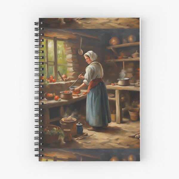 Item preview, Woman Cooking in Rustic Kitchen  designed and sold by Diclebaybas.