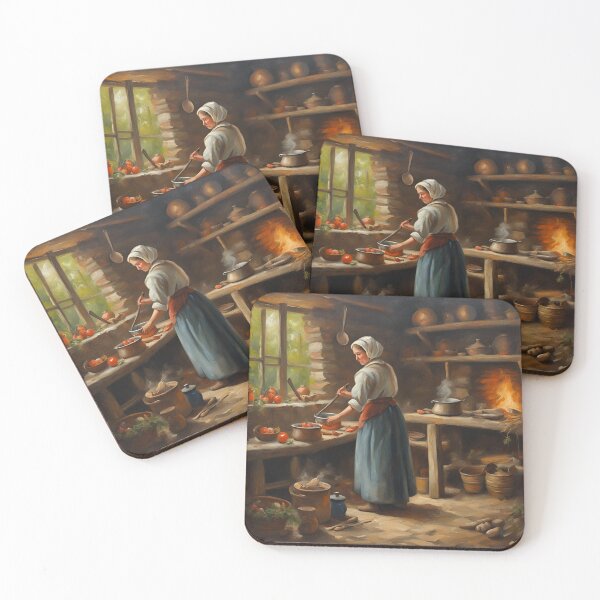 Item preview, Woman Cooking in Rustic Kitchen  designed and sold by Diclebaybas.