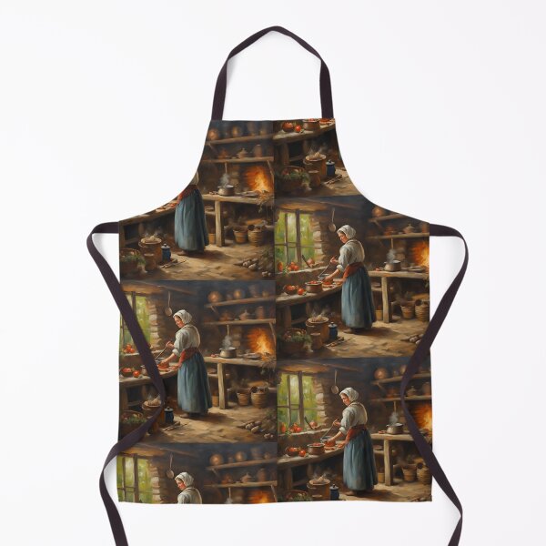 Item preview, Woman Cooking in Rustic Kitchen designed and sold by Diclebaybas.