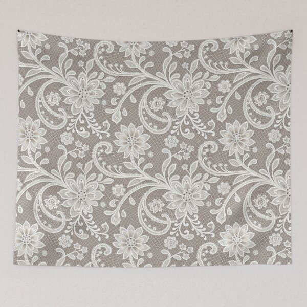 Item preview, Elegant Seamless White Lace Floral Pattern on Taupe Background. designed and sold by RGShirtWorks.