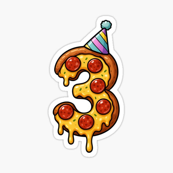 Pizza 3rd Birthday 3 Years Old Food Lover Happy Bday Men Women Sticker