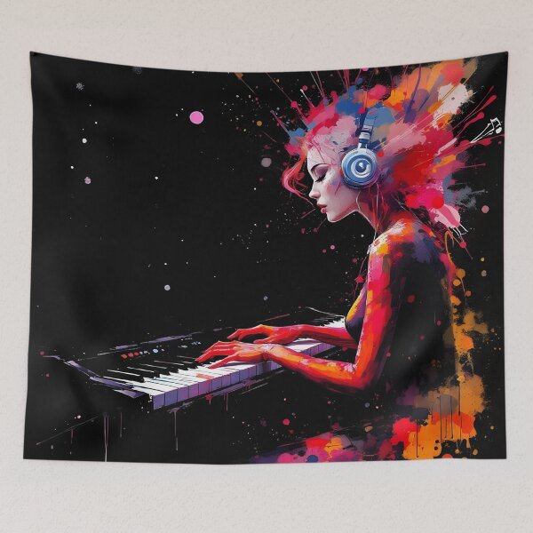 Item preview, Girl playing in Piano in a color blust designed and sold by Erlin Rudho.