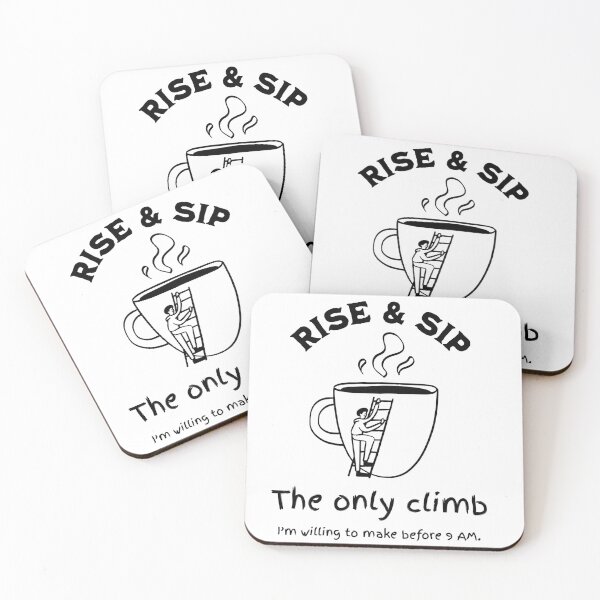 Item preview, RISE & SIP - Minimalist Coffee Lover Motivational Quote designed and sold by Lucky Streetwear.