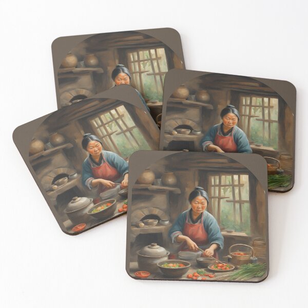 Item preview, Woman Cooking in Rustic Kitchen  designed and sold by Diclebaybas.
