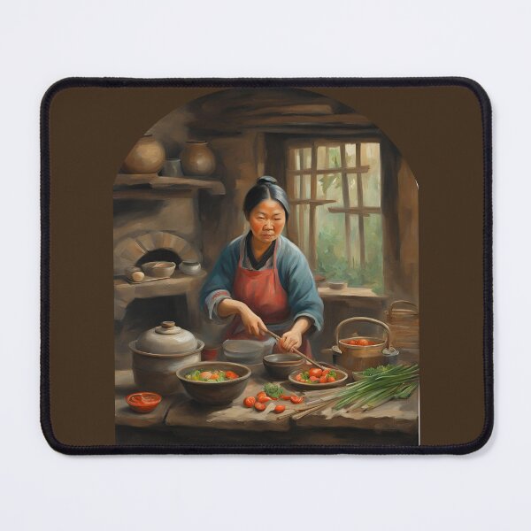 Item preview, Woman Cooking in Rustic Kitchen  designed and sold by Diclebaybas.